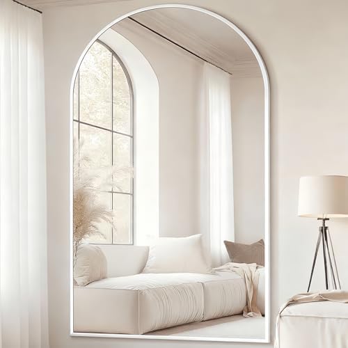 Dewfig Arched Full Length Mirror, 81"x41" Large Floor Mirror, White