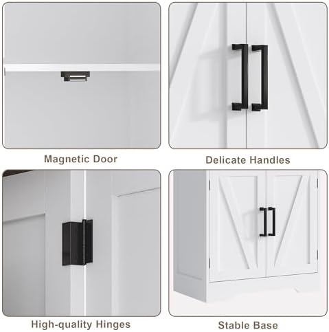 Treocho Farmhouse Bathroom Floor Cabinet with Adjustable Shelves