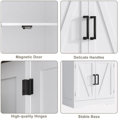 Treocho Farmhouse Bathroom Floor Cabinet with Adjustable Shelves