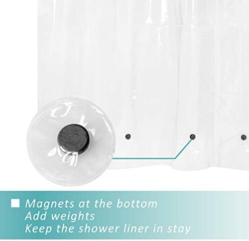 Mrs Awesome Short Shower Curtain Liner with 6 Magnets 72 x 66 inch Clear