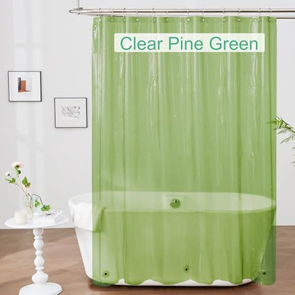 Mrs Awesome Clear Green Shower Curtain Liner with 3 Magnets, 72x72