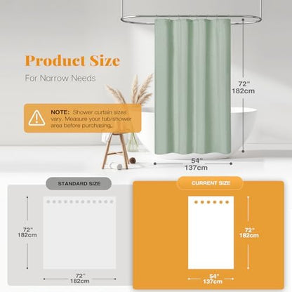 BTTN Narrow Linen Textured Waterproof Shower Curtain, 54x72, Sage Green