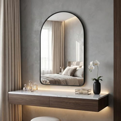 HARRITPURE 24"x36" Arched Bathroom Mirror Wall Mounted Black Arch Mirror