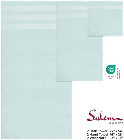 American Soft Linen Salem Turkish Bath Towel Set, 100% Cotton 600 GSM 6 Piece Towels for Bathroom, 2 Bath Towels 2 Hand Towels 2 Washcloths, Mint