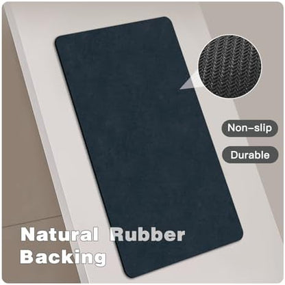 TYUU Thin Bath Mat, Bathroom Rugs Non Slip Washable, 20x48 Navy Blue