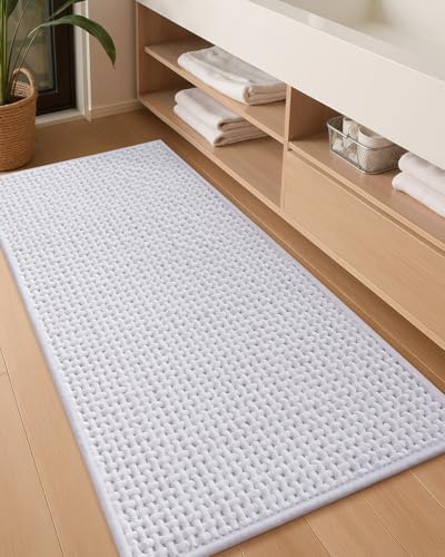 Color&Geometry 24"x47" Chenille Bathroom Runner Rugs Upgraded Denser,White
