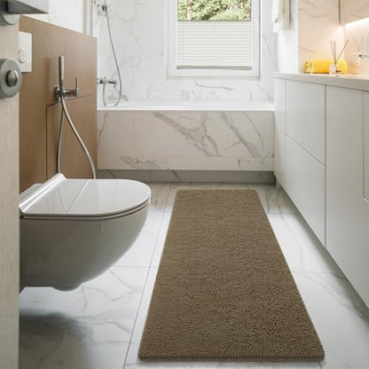 LOCHAS Luxury Bathroom Rug Shaggy Bath Mat 24 x 70 Inch, Tan