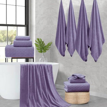 Extra Large Bath Towels Set 35x70 Inches - Luxury 600 GSM Oversized Bath Sheet Towel,Ultra Soft Microfiber - Quick Dry,Highly Absorbent Shower Towels Spa Hotel Bathroom Towel Set (4-Pack,Dark Purple)