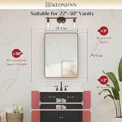 Keonjinn 22 x 30 Inch Brushed Nickel Bathroom Mirrors for Over Sink