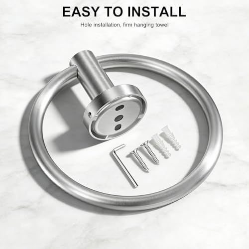 SetSail Towel Holder for Bathroom Wall Brushed Nickel Towel Ring, 2 Pack