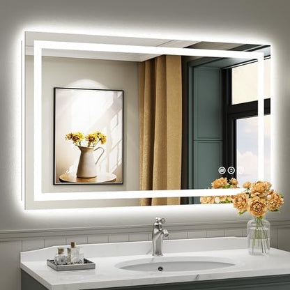 Briivue 48x30 Inch LED Bathroom Mirror with Lights, Backlit & Front Lit
