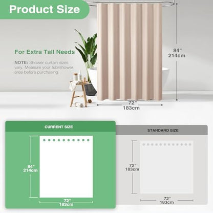 Dynamene Extra Long Waffle Shower Curtain 256 GSM Fabric 72"x84" Blush Pink