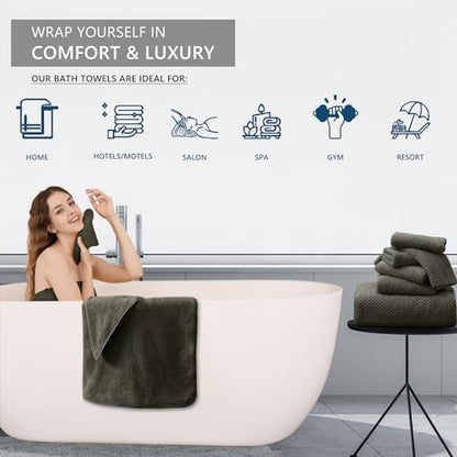 Extra Large Bath Towel Set of 4 (35"x70"),Oversized Bath Sheet Super Soft Highly Absorbent Jumbo Bathroom Towel Set Microfibers Quick Dry Shower Towel for Hotel,Bathroom,Guest,Spa,Gym (Brown)