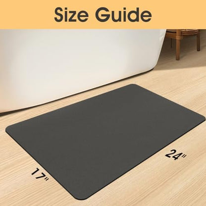 ACCUMTEK Non Slip Bath Mat, Thin Bathroom Rugs Fit Under Door, Quick Dry Bath Mats, Machine Washable Bath Rugs for Bathroom, Bathtub & Kitchen, Bathtub, Charcoal Gray/Solid/24 x17