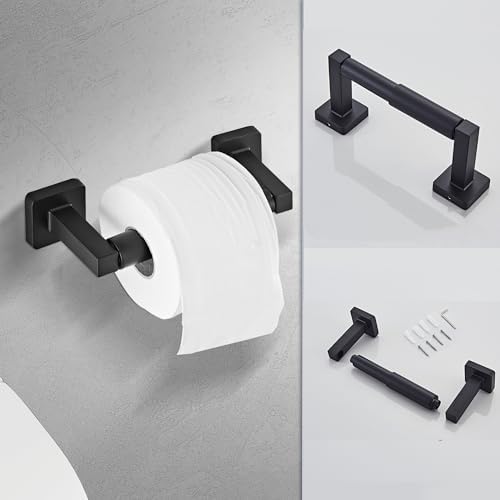 Matte Black Bathroom Hardware Set 4 Pieces,Towel Bar Set Stainless Steel Wall Mounted, Includes 16In Hand Towel Bar, Towel Ring, Robe Towel Hooks,Toilet Paper Holder, Bathroom Towel Rack Set