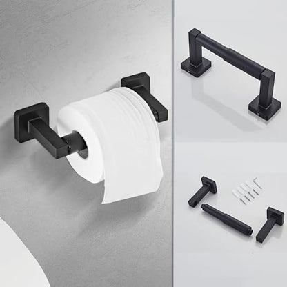 Matte Black Bathroom Hardware Set 4 Pieces,Towel Bar Set Stainless Steel Wall Mounted, Includes 16In Hand Towel Bar, Towel Ring, Robe Towel Hooks,Toilet Paper Holder, Bathroom Towel Rack Set