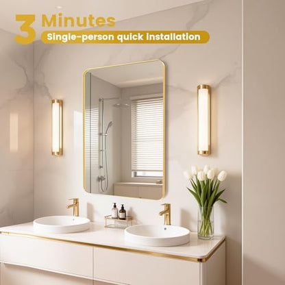 22"X34" Gold Bathroom Mirrors for Over Sink,Aluminum Frame