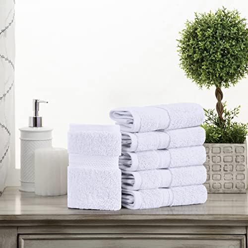 Superior Egyptian Cotton Plush & Absorbent, Face Towel Set of 6, White