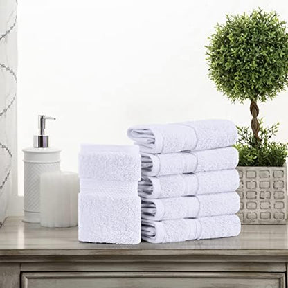 Superior Egyptian Cotton Plush & Absorbent, Face Towel Set of 6, White