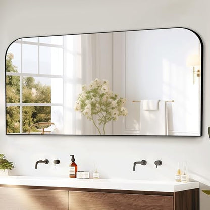 Delma 30"x55" Black Metal Framed Bathroom Mirror for Over Sink
