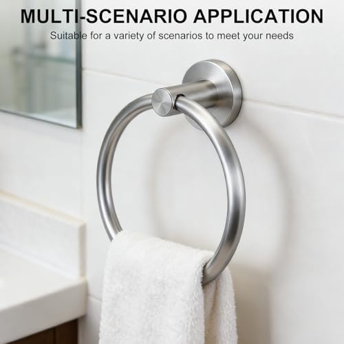SetSail Towel Holder for Bathroom Wall Brushed Nickel Towel Ring, 2 Pack