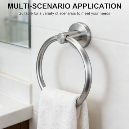 SetSail Towel Holder for Bathroom Wall Brushed Nickel Towel Ring, 2 Pack