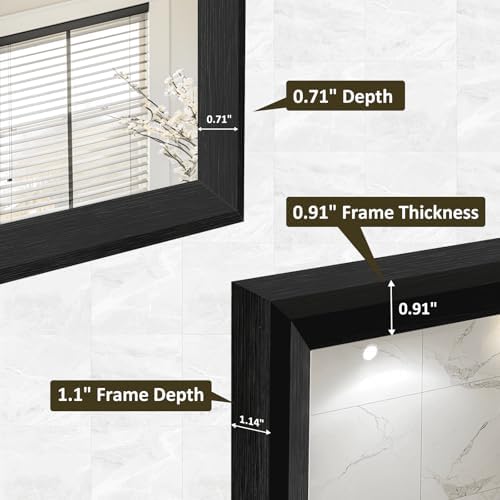 WEER Matte Black Bathroom Vanity Mirror 48X36 Inch