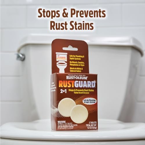 Rust-Oleum RustGuard Rust Stain Remover | Heavy-Duty Iron Stain Remover & Toilet Bowl Cleaner For White & Colored Toilets | 2 Tablet Box (Pack of 6)