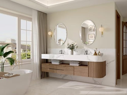 Frameless Oval Mirror, 18"x26" Oval Beveled Bathroom Mirrors