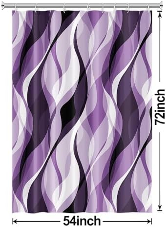 Purple Striped Shower Curtain with Hooks for Bathroom 54x72 Inch