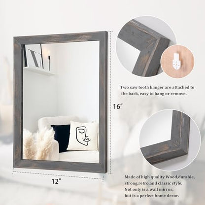 AAZZKANG Wooden Mirror Rectangle Rustic Mirrors for Wall Decorative for Bedroom Bathroom Living Room Entryway Hanging Home Decor