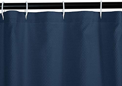 Amazon Basics Waffle Weave Bathroom Shower Curtain, 100% Polyester, 72" x 72", Navy Blue