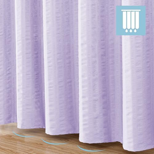 Aiyufeng Light Purple Shower Curtain for Bathroom, Embossed Textured Fabric Shower Curtain for Bathroom - Soft Cloth & Hotel Spa, Machine Washable, 72X96,Light Purple