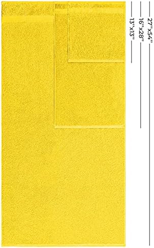 American Veteran Towel, 100% Cotton Turkish 6 Piece Towel Set, Luxury Towels Set of 6 for Bathroom Essentials, 2 Bath Towels 2 Hand Towels 2 Washcloths, Yellow