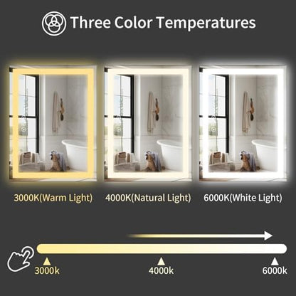Koonmi 60x36 LED Bathroom Mirror, Shatterproof Mirror with Light