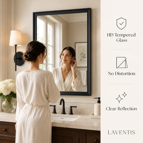 30x40 Inch Matte Black Bathroom Mirrors for Over Sink
