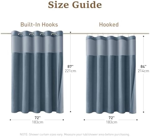 BTTN 72x87 Ringless Linen Textured Shower Curtain with Snap in Liner, Blue