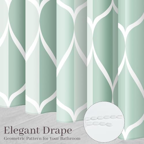 Gelbchu Geometric Shower Curtain for Bathroom, Light Green, 72x72 Inch