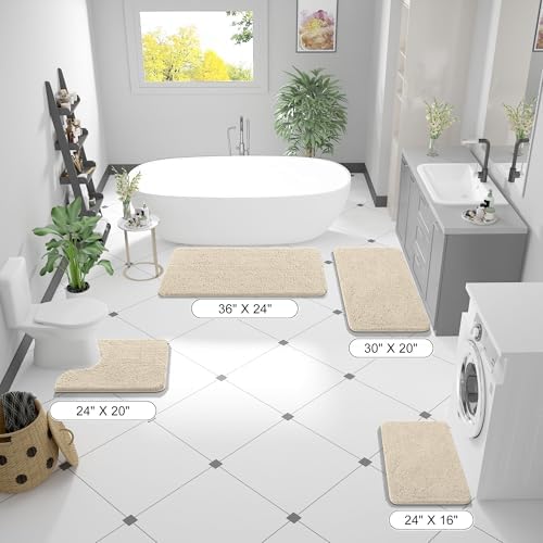 OLANLY Large Bathroom Rugs 44x32, Extra Soft Absorbent Chenille Bath Rugs