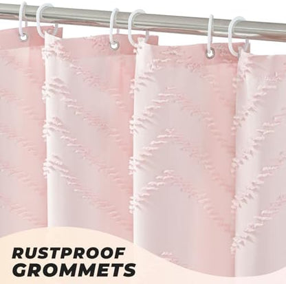 Pink Boho Fabric Shower Curtain 72 x 74 Inches