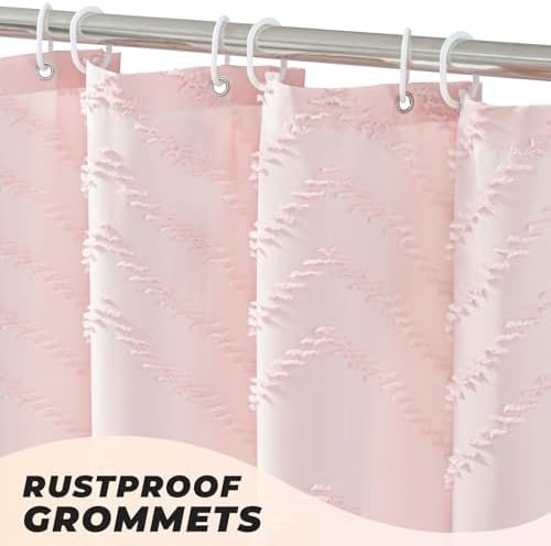 Pink Boho Fabric Shower Curtain 72 x 80 Inches
