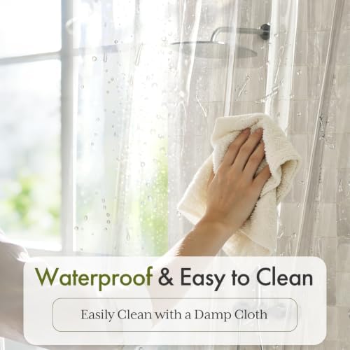 Bathway Shower Curtain Liner, Clear Shower Curtain Liner 60x64 PEVA Waterproof Shower Curtain Liner Plastic with 3 Magnets and 10 Rustproof Metal Grommets, Lightweight Shower Liner for Bathroom
