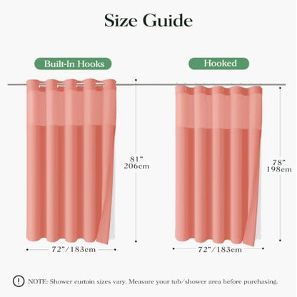 Dynamene Coral Hook Free Waffle Shower Curtain & Snap-in Fabric Liner,72x81