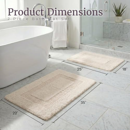 Lavish Home Bathroom Rugs Set, Ivory, Set of 2, 35”/25”