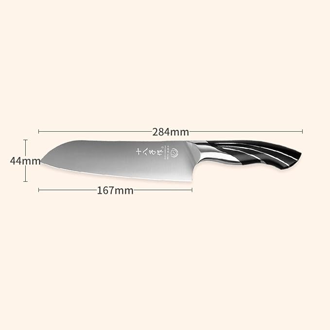 SHI BA ZI ZUO 6.5-inch Santoku knife Professional chef's knife, stainless steel kitchen knife with cast steel handle