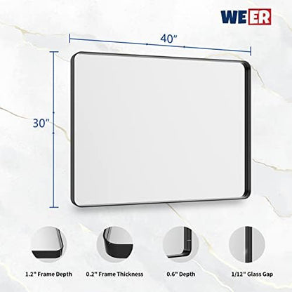 WEER Black Bathroom Vanity Mirror 40X30 Inch