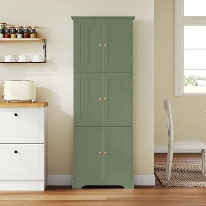 ChooChoo 63.2" Tall Bathroom Storage Cabinet with 6 Doors