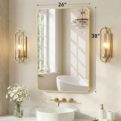 Sweetcrispy Bathroom Wall Mirror, Vanity Mirrors, 26x38 Inch