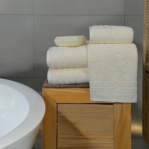Tens Towels 8 Piece Towel Set, 2 XL Bath, 2 Hand, 4 Washcloth, Cream