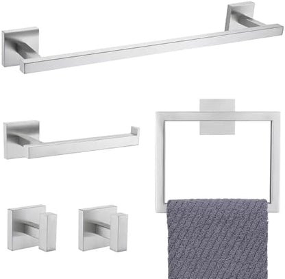 YACVCL Towel Bar Set, 5 Pieces Bathroom Hardware Set Brushed Nickel Bathroom Accessories, SUS304 Stainless Steel Towel Racks Holder Set Wall Mounted 23.6 Inch